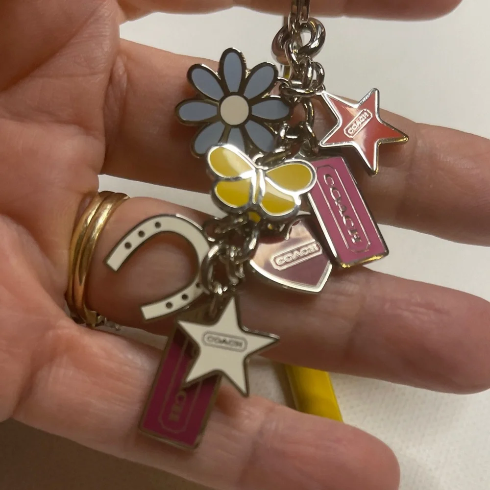 Coach Keychain with Colorful Charms and Yellow Coach Pen - Picture 3 of 6